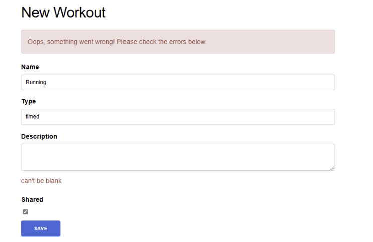 Form Validation Error - Description Required